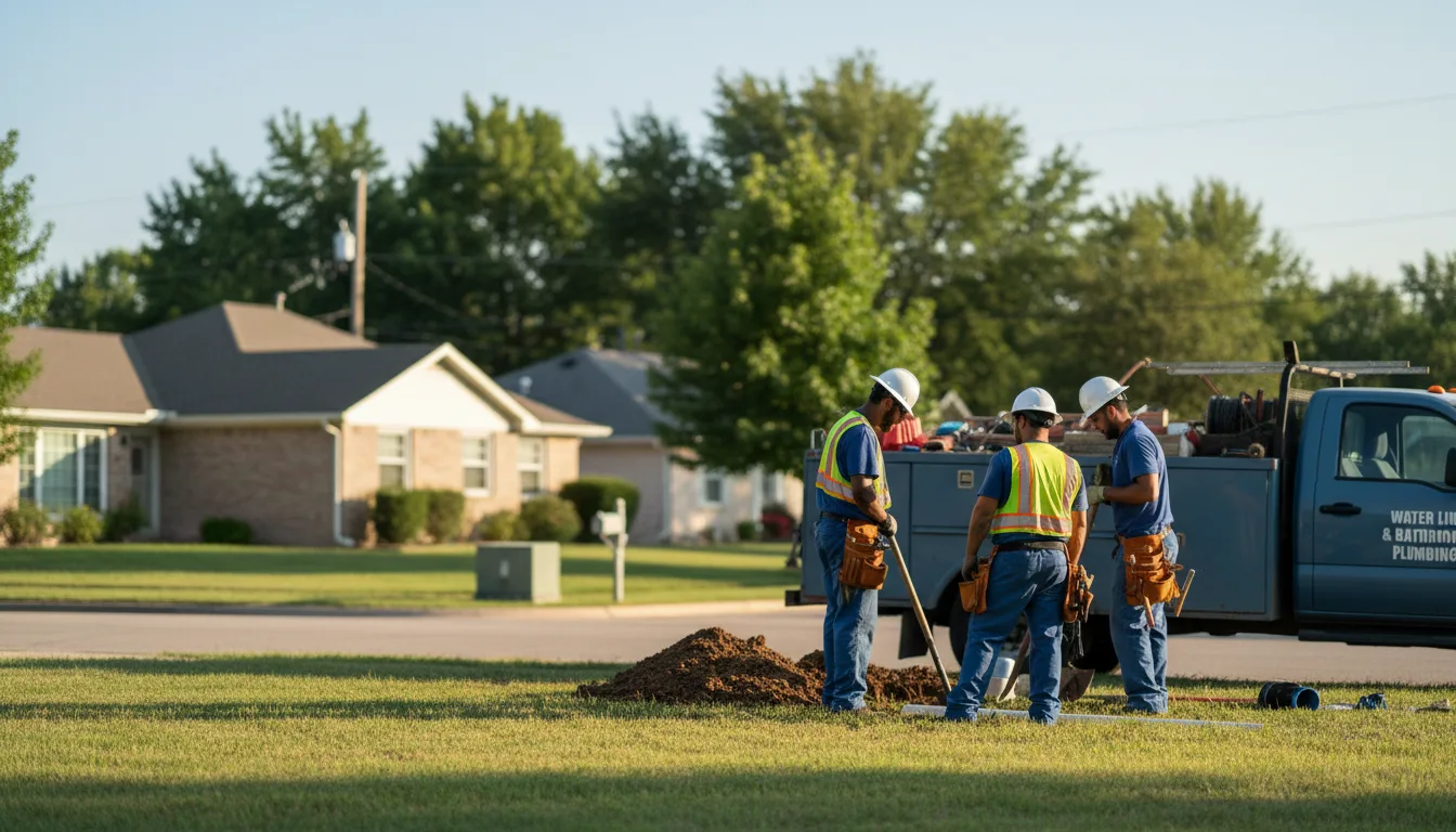 Residential water line and bathroom plumbing service in Tecumseh, OK